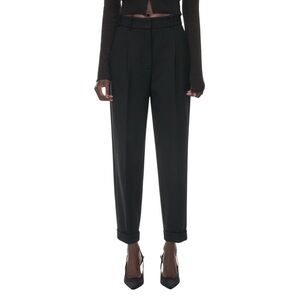 Aritzia Wilfred Dashwood Pant Black High-Rise Pleated Cuffed Trouser Sz 6